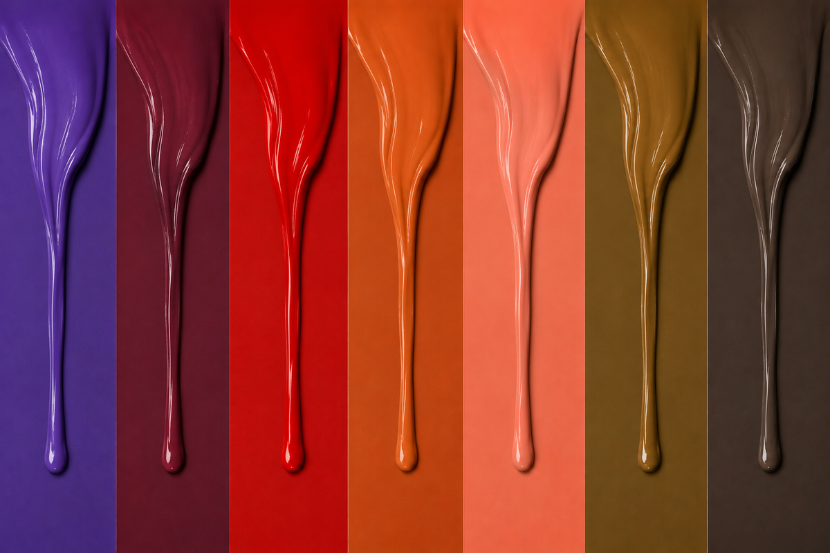 The seven BIUTI Colo Bomb shades as colour swatches